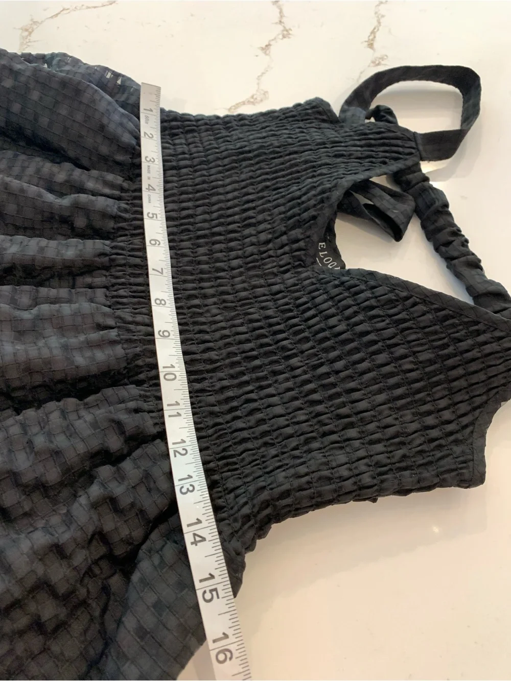 Black Midi Dress  Stretch Bodice Square Neck Bowtie Back Woman’s Size 16 NEW - Picture 11 of 13